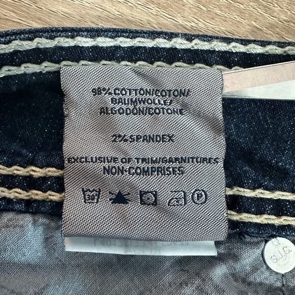 Silver Jeans Women’s Size‎ 28 Suki Surplus Capri Mid Rise Dark Wash Thick Stitch - Picture 8 of 8